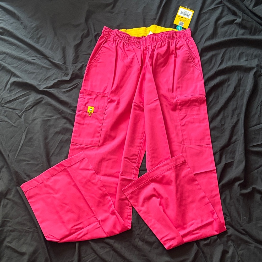WonderWink Pink Pants with Yellow Waistband